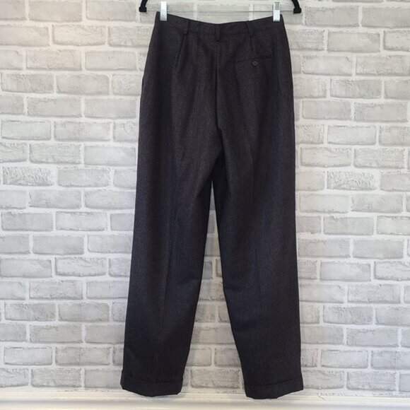 Vintage Ralph Lauren Pants Gray Worsted Wool High Waisted Pleated Cuffed 8P USA - Picture 2 of 10